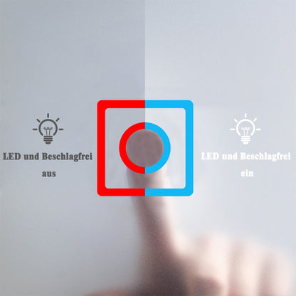 80x60cm LED Badspiegel mit Touch-Schalter,Badspiegel mit Beleuchtung,Beschlagfrei,Badezimmerspiegel mit Kaltweiß,IP44