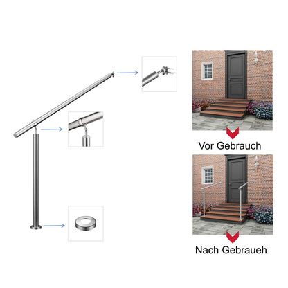 Edelstahl Geländer Komplettset mit integriertem Wandhalter & Handlauf – für Treppeneingang & Haustür