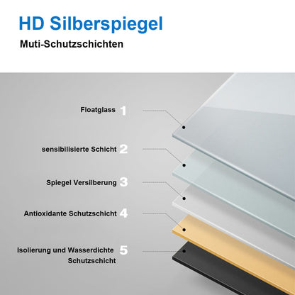 60x50cm LED Badspiegel mit Wandschalter/Touchschalter,Badspiegel mit Beleuchtung,Beschlagfrei,Badezimmerspiegel mit 3 Lichtfarbe 3000-6000K Dimmbar,IP44