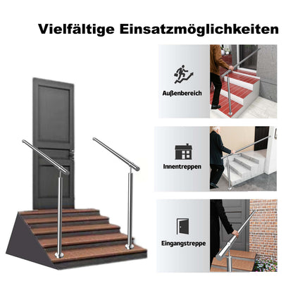 Edelstahl Geländer Komplettset mit integriertem Wandhalter & Handlauf – für Treppeneingang & Haustür