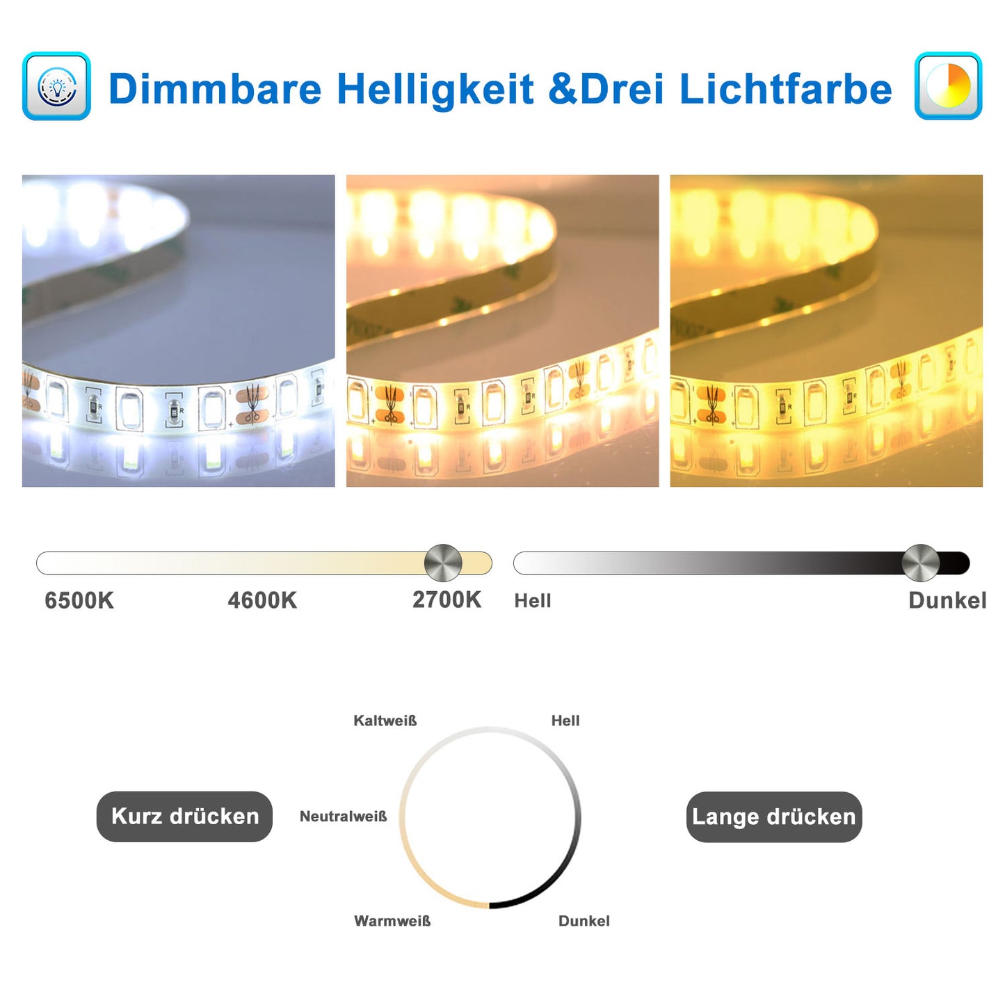 LED Badspiegel 70x50cm Touch/Wandschalter Beschlagfrei 3 Lichtfarbe 3000K-6000K+Dimmbar Badezimmerspiegel mit Schwarz Rahmen Wandspiegel IP44