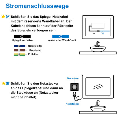 LED Badspiegel Rund 60cm, Runder Wandspiegel mit Touchschalter und Kaltweiß IP44