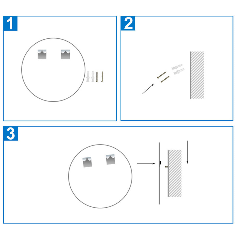 LED Badspiegel Rund 50cm Wand/Touchschalter Beschlagfrei Kaltweiß Dimmbar Badspiegel mit Beleuchtung Badezimmerspiegel Lichtspiegel IP44