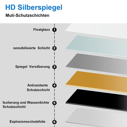 80x60cm LED Badspiegel mit Touch-Schalter,Badspiegel mit Beleuchtung,Beschlagfrei,Badezimmerspiegel mit Kaltweiß,IP44