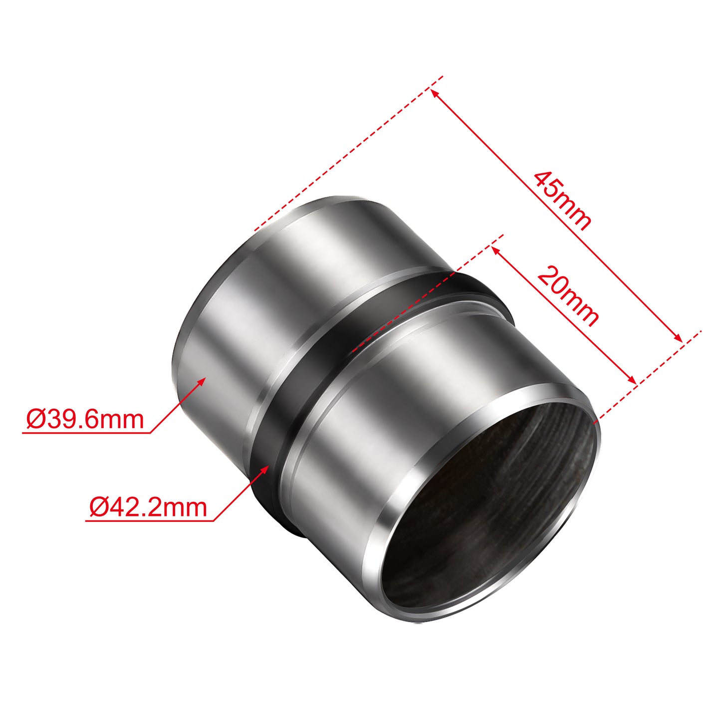 Edelstahl Handlaufverbinder mit Mittelsteg Ø 42,2 mm | Steckfitting & Gerade Rohrverbindung zum Kleben für Treppen- & Wandhandläufe in Silber & Schwarz Matt