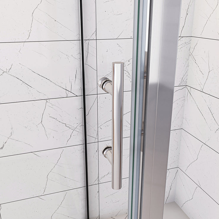 185cm Eckdusche mit Drehtür – Duschabtrennung aus ESG Glas im Hochglanz Chrom Design