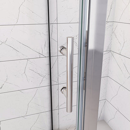 185cm Eckdusche mit Drehtür – Duschabtrennung aus ESG Glas im Hochglanz Chrom Design