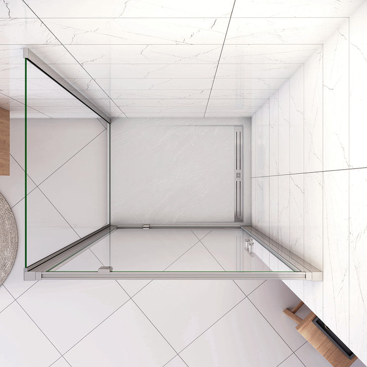 185cm Eckdusche mit Drehtür – Duschabtrennung aus ESG Glas im Hochglanz Chrom Design