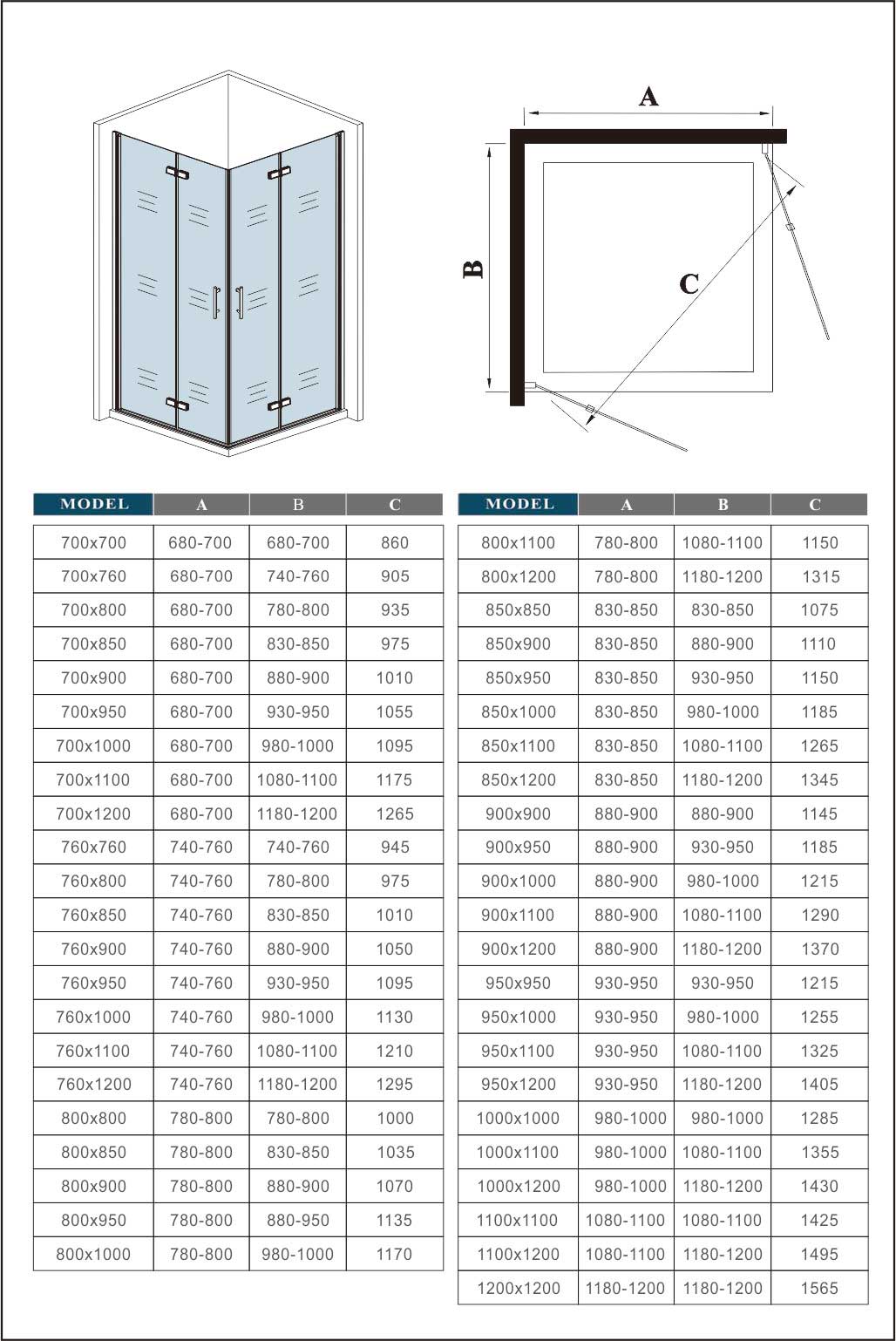 AICA Eckdusche 195cm Gold | Falttür Duschkabine Nano-Glas | 6mm ESG Duschabtrennung mit Eckeinstieg & Hebe-Senk-Funktion