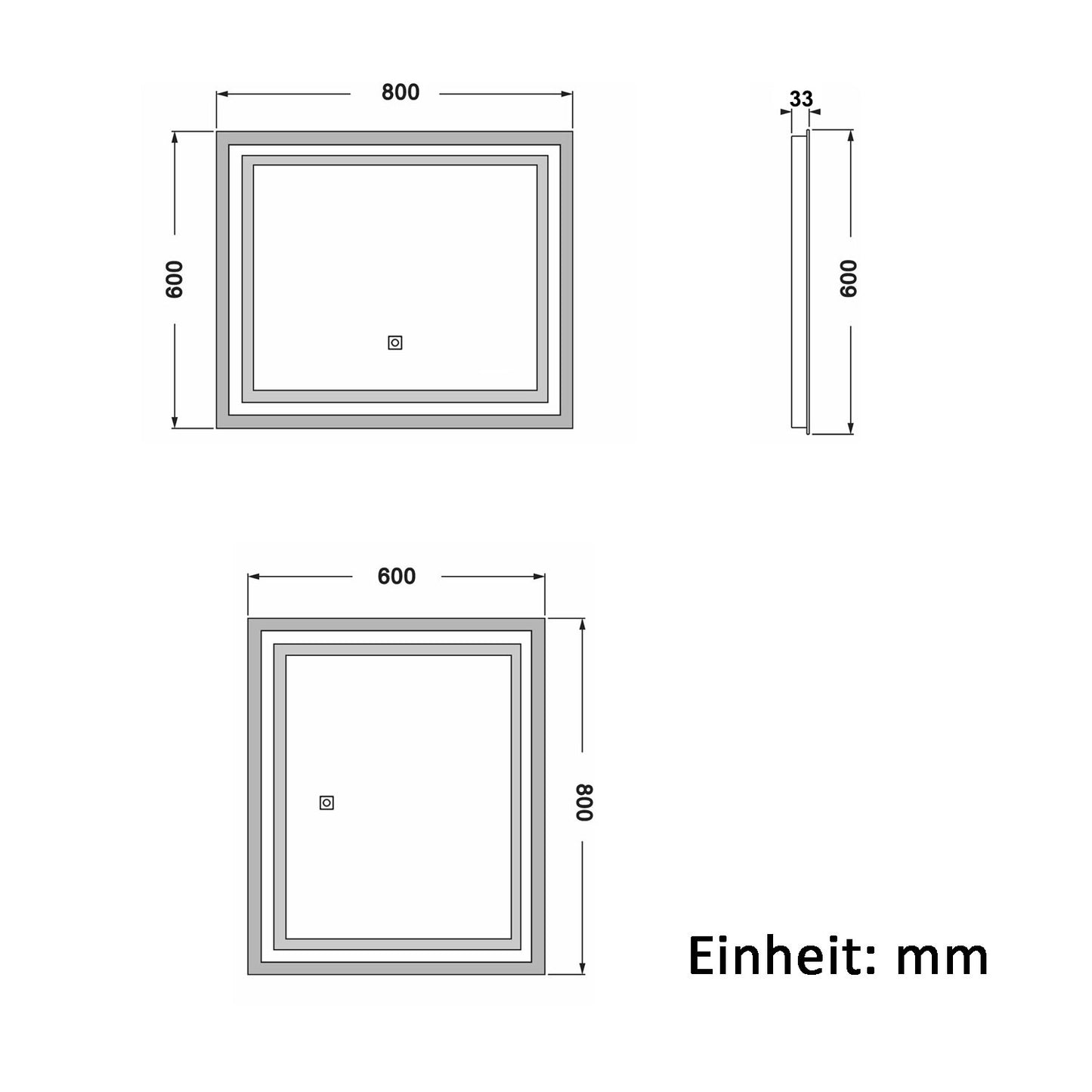 Badspiegel mit Beleuchtung 80x60cm Badezimmerspiegel Lichtspiegel LED Wandspiegel mit Wandschalter/Touchschalter Beschlagfrei 3 Lichtfarbe 2700-6500K Dimmbar,IP44