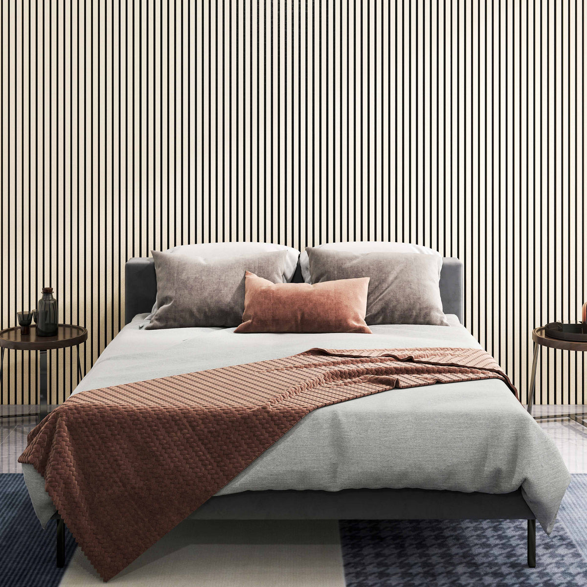 [TX1] Akustikpaneele Natur Eiche – Schlafzimmer Wandgestaltung