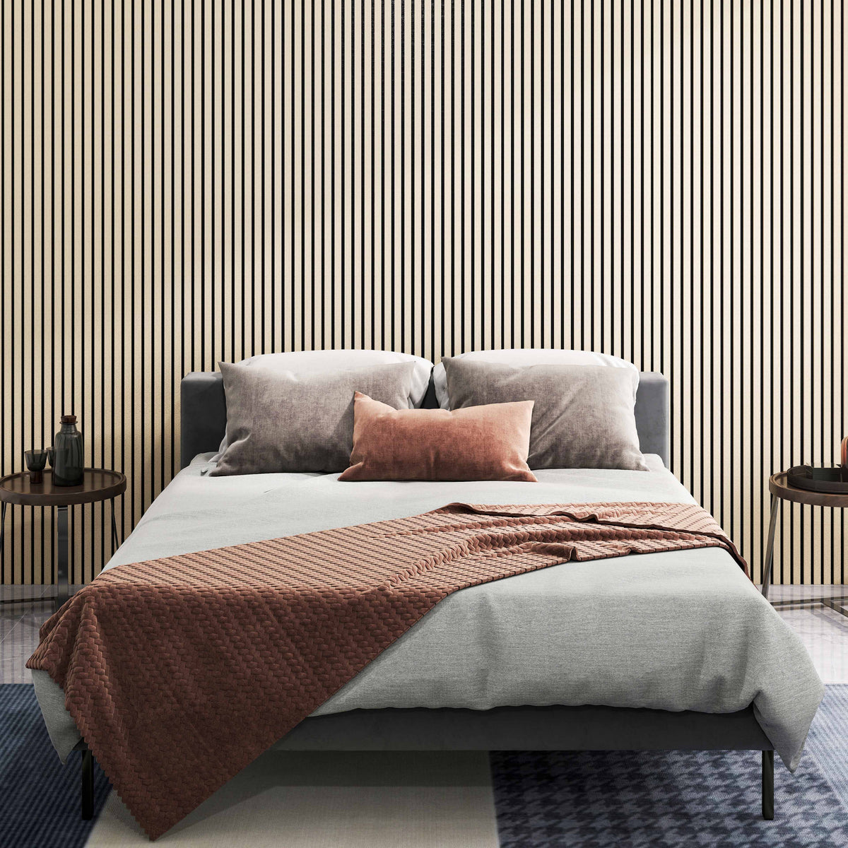 [TX2] Akustikpaneele Helle Eiche – Schlafzimmer Wandgestaltung