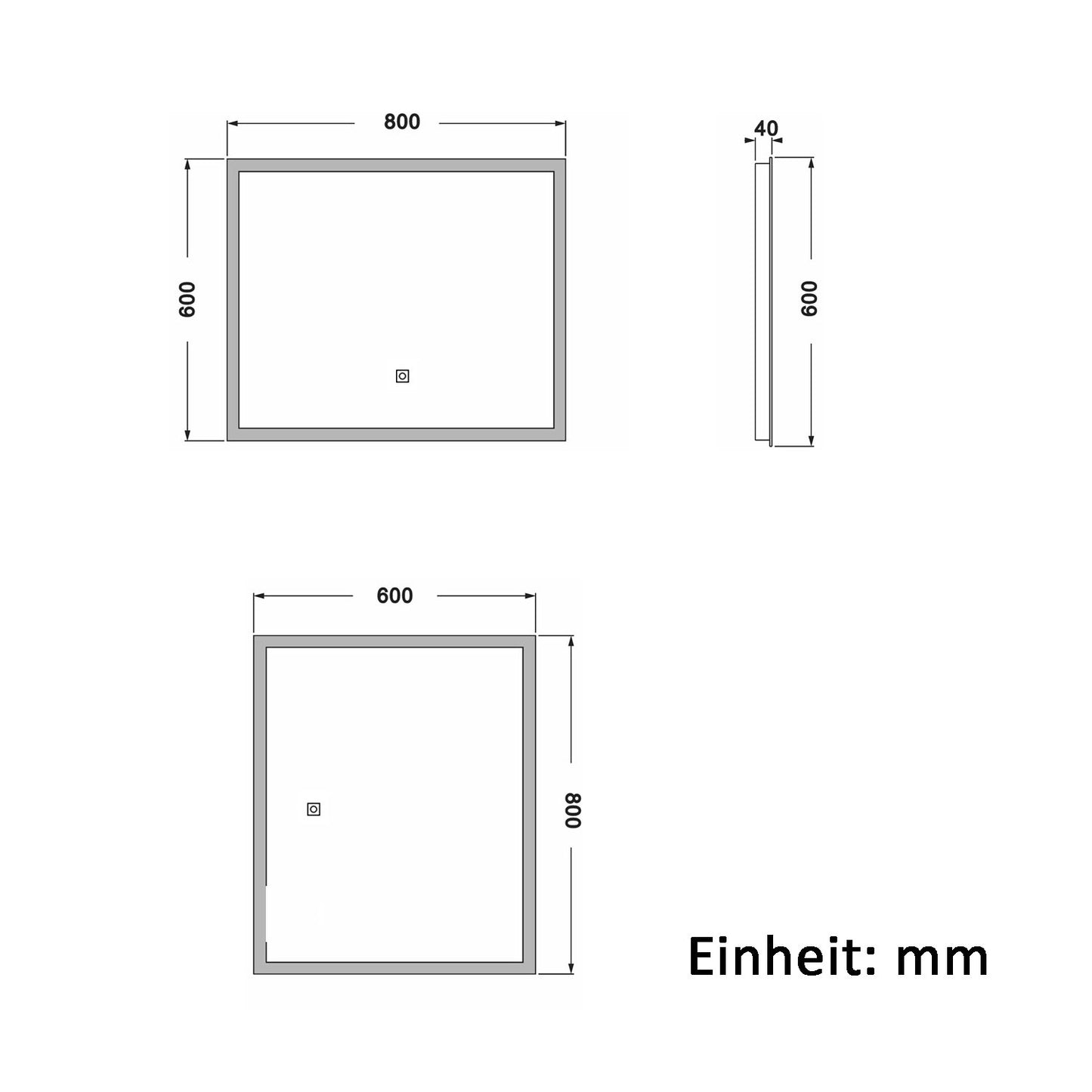 80x60cm LED Badspiegel mit Wandschalter/Touchschalter,Badspiegel mit Beleuchtung,Beschlagfrei,Badezimmerspiegel mit 3 Lichtfarbe 2700-6500K Dimmbar,IP44