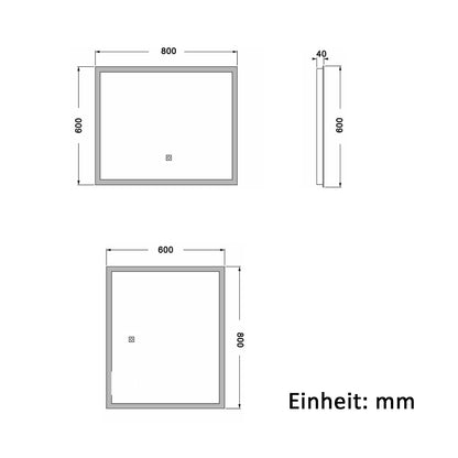 80x60cm LED Badspiegel mit Wandschalter/Touchschalter,Badspiegel mit Beleuchtung,Beschlagfrei,Badezimmerspiegel mit 3 Lichtfarbe 2700-6500K Dimmbar,IP44