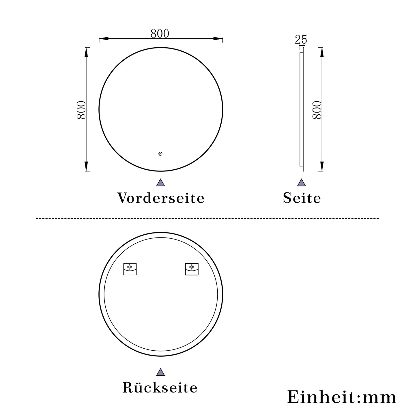 LED Badspiegel Rund 80cm Wand/Touchschalter Beschlagfrei Kaltweiß Dimmbar Badspiegel mit Beleuchtung Badezimmerspiegel Lichtspiegel IP44