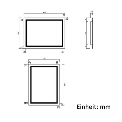 LED Badspiegel mit Beleuchtung Badezimmer Spiegel Kaltweiß mit Beschlagfrei Wandspiegel mit Wandschalter Horizontal und Vertikal