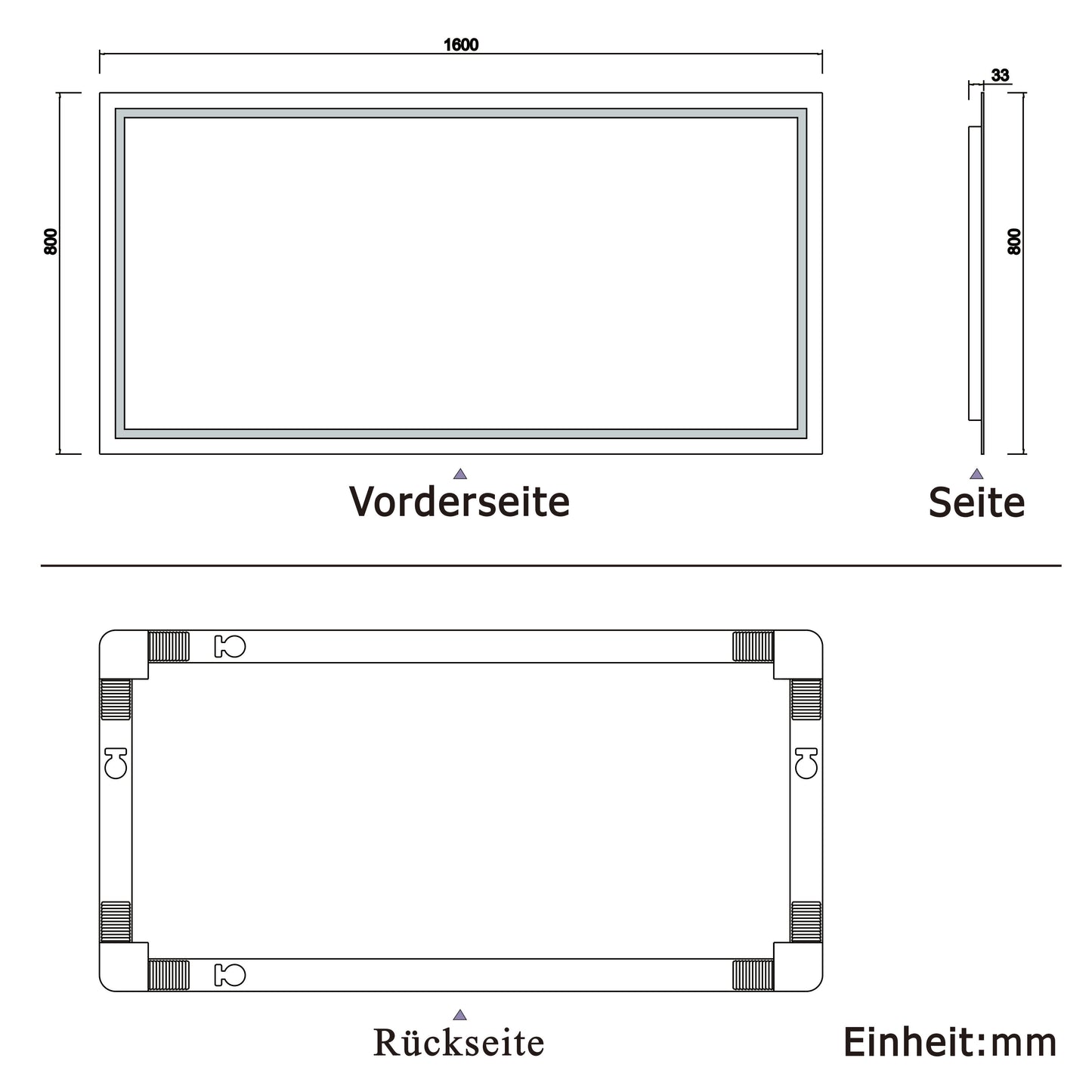 Badspiegel mit Beleuchtung 160x80cm LED Wandspiegel mit Wand-Schalter Beschlagfrei Lichtspiegel Badezimmerspiegel Kaltweiß IP44