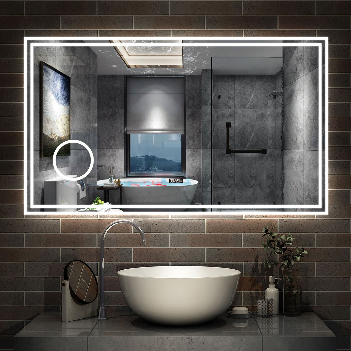 LED Badspiegel 70 bis 160 cm 2 Lichtfarbe 2700k/6000K Wandspiegel mit Bluetooth, Touch, Beschlagfrei,IP44 Kalt/Warmweiß energiesparend