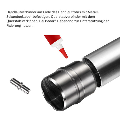 Edelstahl 304 V2A Geländer Verbinderset für geradlinige Verbindung mehrerer Geländer