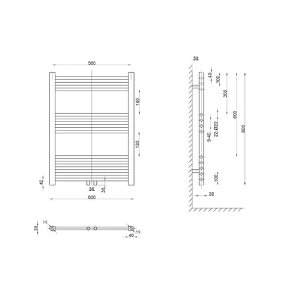 Handtuchheizkörper Heizkörper Badheizkörper 800x600mm weiss