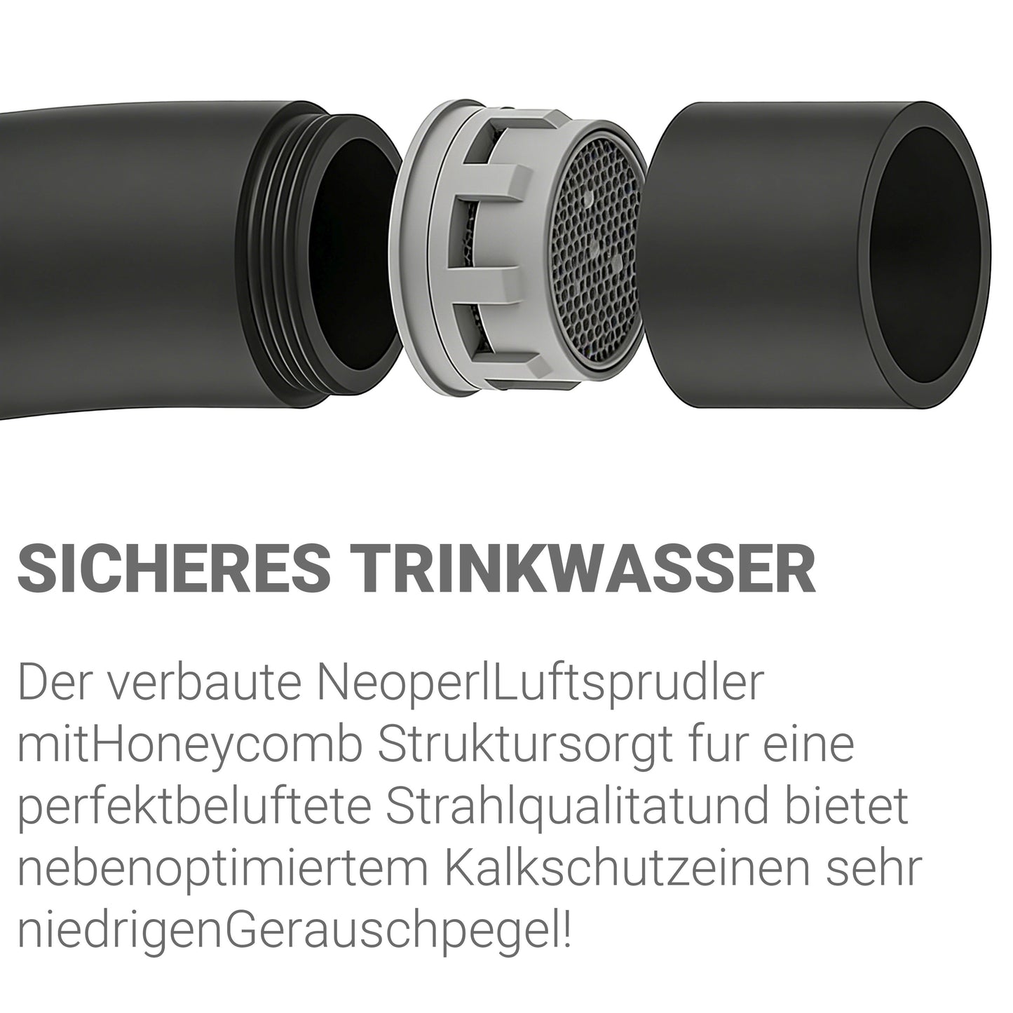 AICA 38cm Hochbogen Küchenarmatur mit Messingkern & 360° schwenkbar Wasserhahn Küche in Chrom & Schwarz Matt