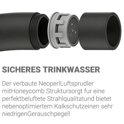 AICA 38cm Hochbogen Küchenarmatur mit Messingkern & 360° schwenkbar Wasserhahn Küche in Chrom & Schwarz Matt