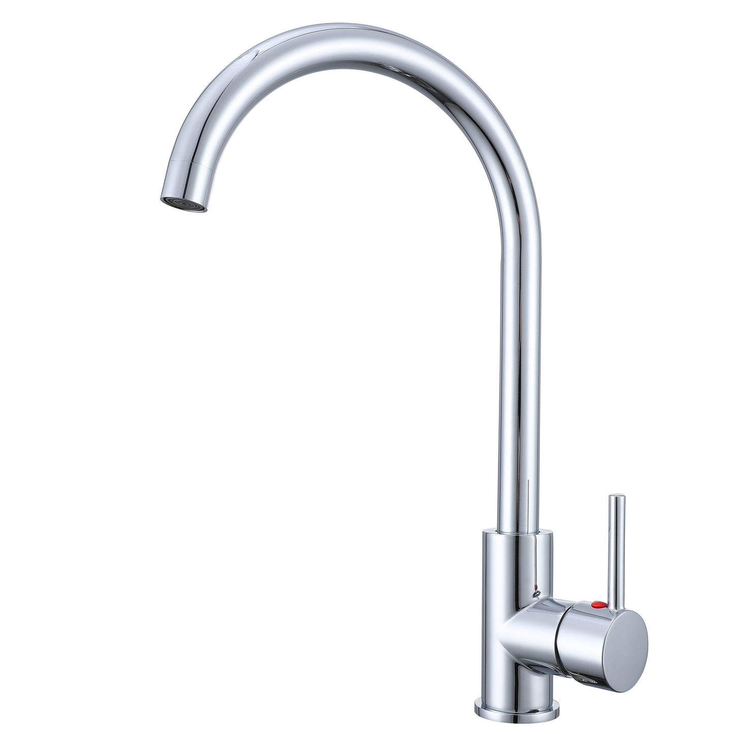 AICA 38cm Hochbogen Küchenarmatur mit Messingkern & 360° schwenkbar Wasserhahn Küche in Chrom & Schwarz Matt