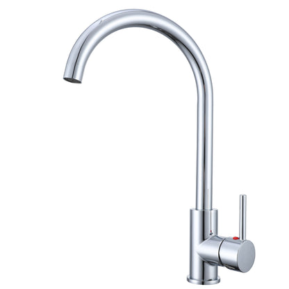 AICA 38cm Hochbogen Küchenarmatur mit Messingkern & 360° schwenkbar Wasserhahn Küche in Chrom & Schwarz Matt