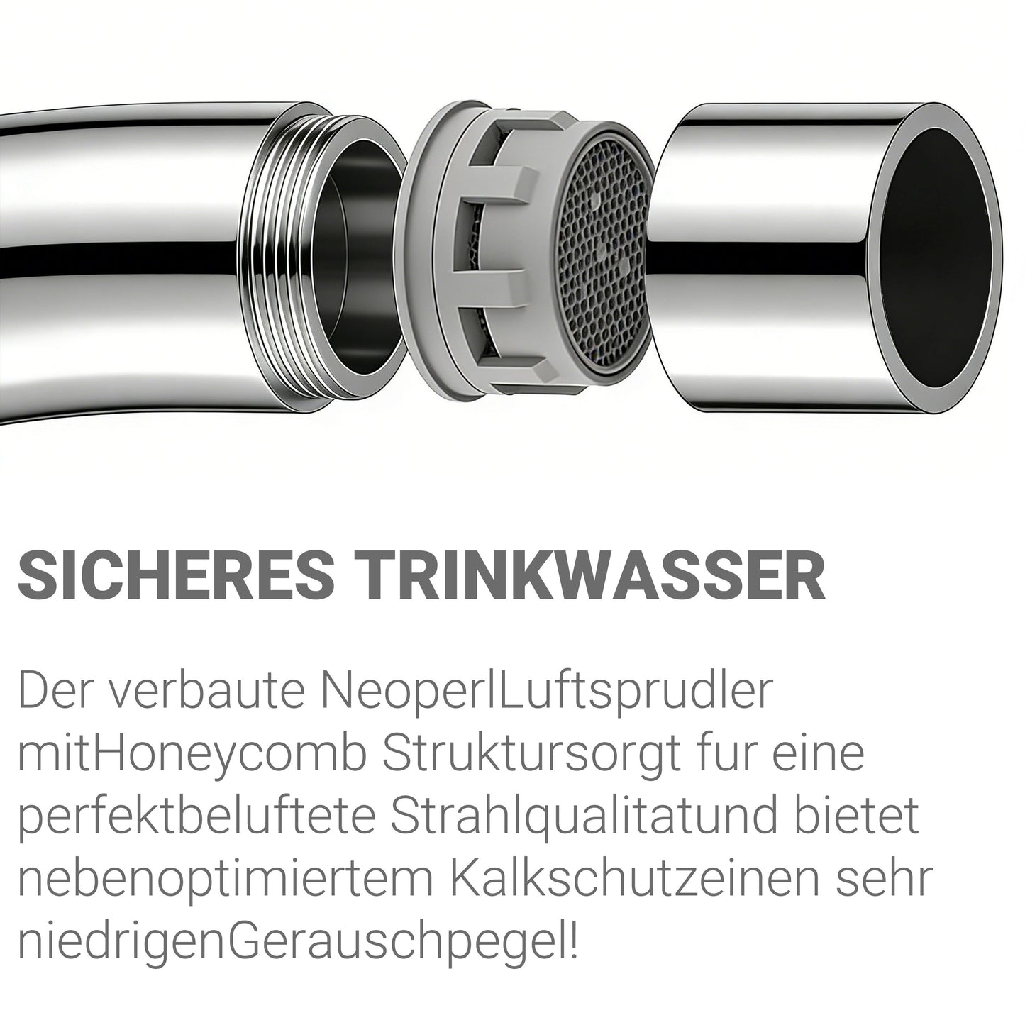 AICA 38cm Hochbogen Küchenarmatur mit Messingkern & 360° schwenkbar Wasserhahn Küche in Chrom & Schwarz Matt