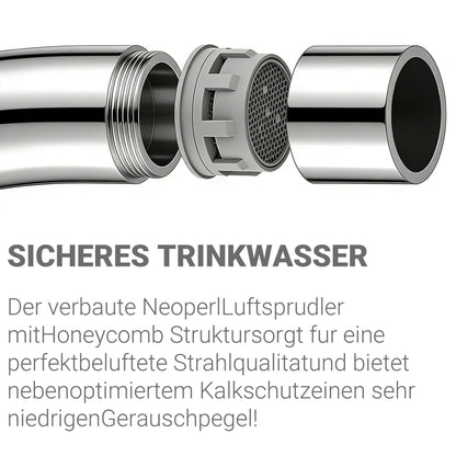 AICA 38cm Hochbogen Küchenarmatur mit Messingkern & 360° schwenkbar Wasserhahn Küche in Chrom & Schwarz Matt