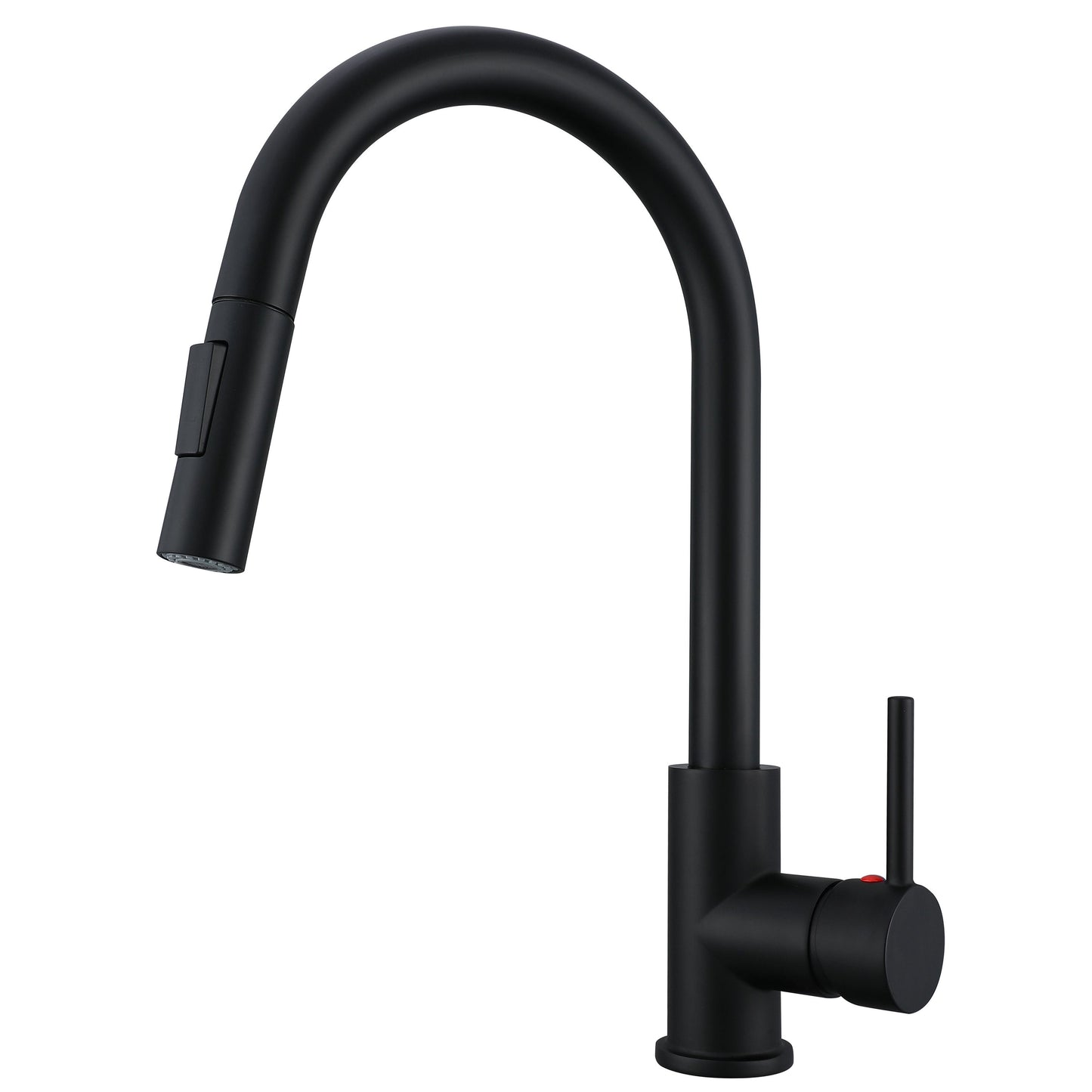 AICA Küchenarmatur mit ausziehbarer Brause & 2 Strahlarten Messingkern Wasserhahn Küche in Chrom & Schwarz Matt