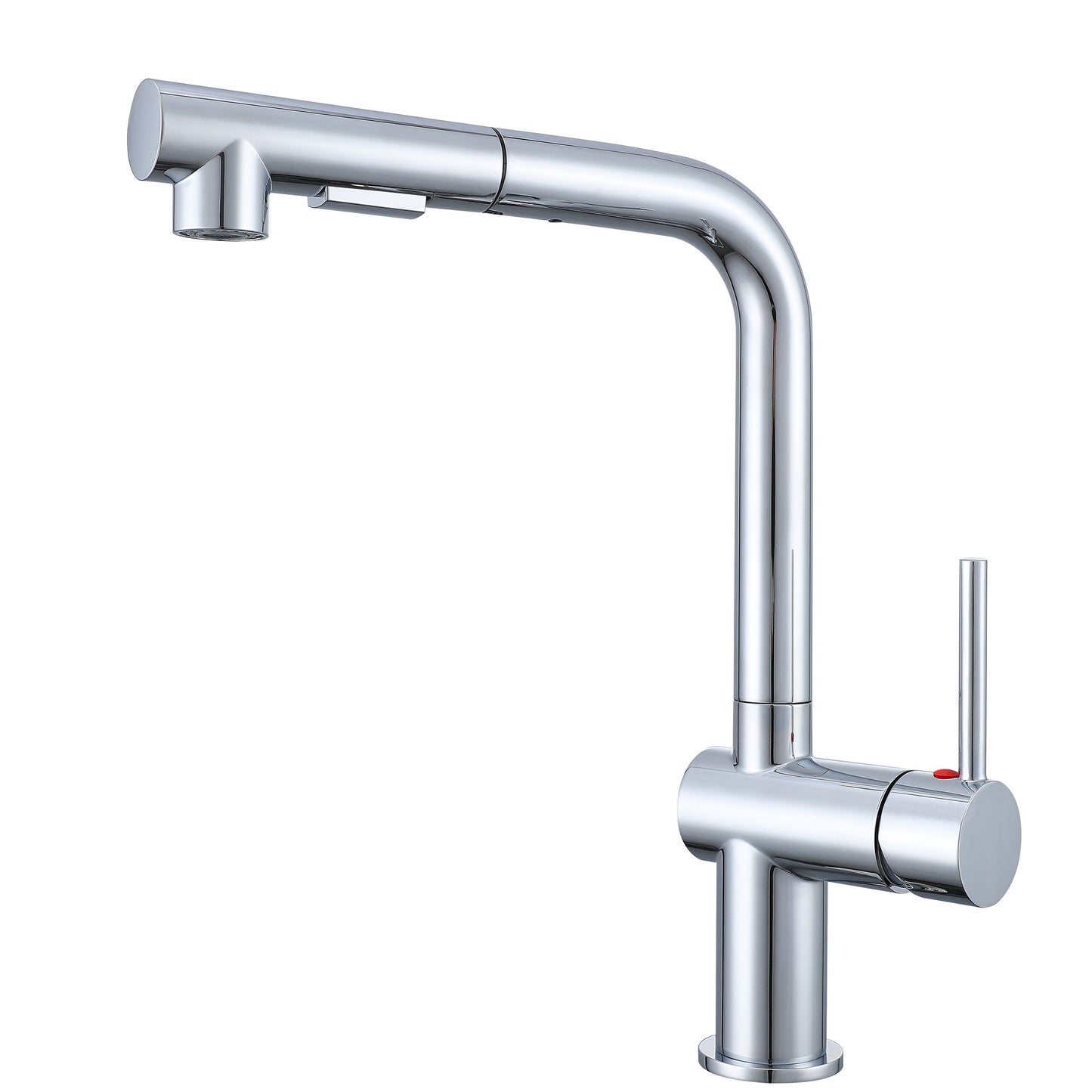 AICA L-förmige Hochbogen Küchenarmatur mit ausziehbarer Brause & 2 Strahlarten Wasserhahn Küche in Chrom & Schwarz Matt
