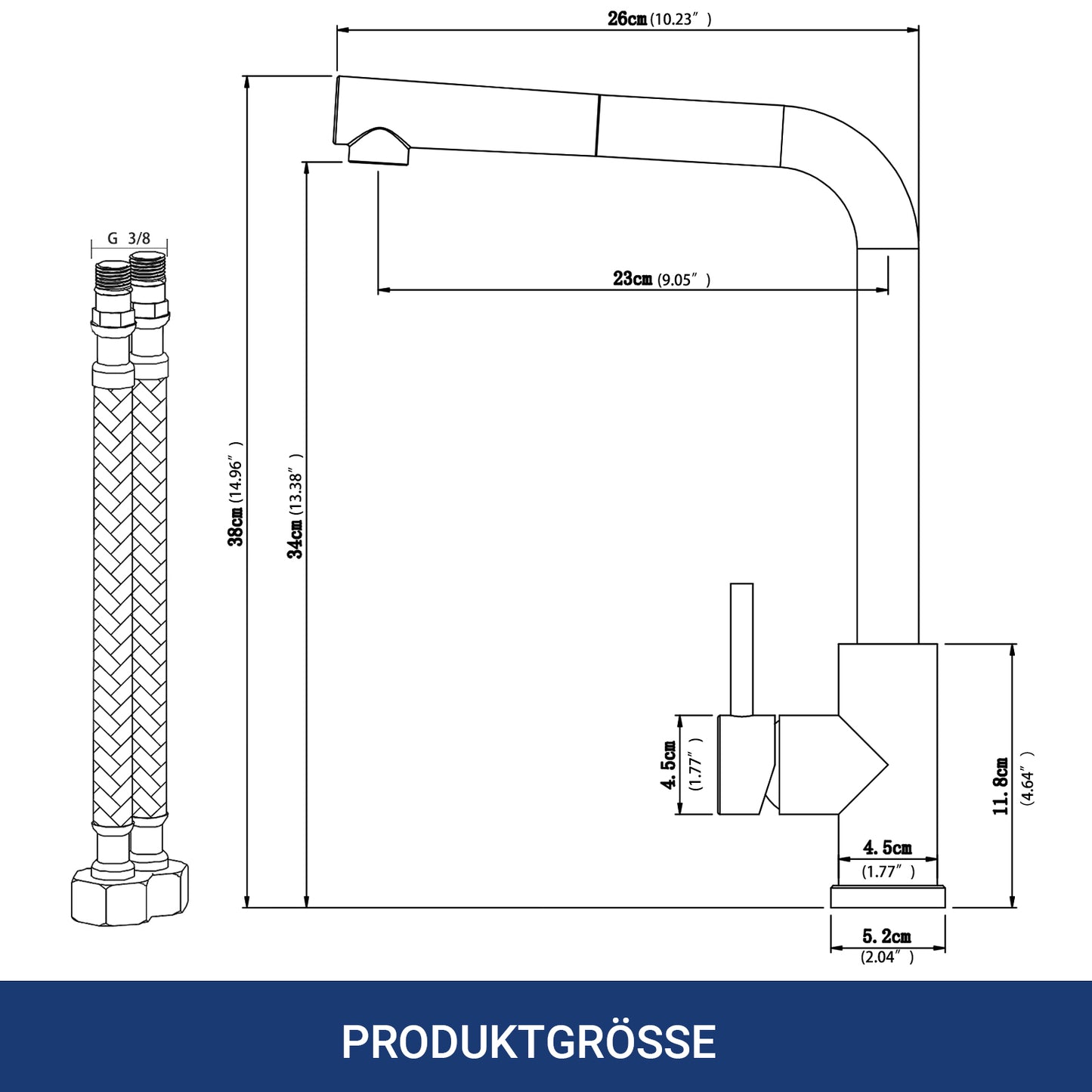 AICA Hochdruck Küchenmischbatterie aus 304 Edelstahl – Ausziehbare Brause & 2 Sprühfunktionen, versch. Farben