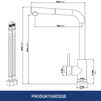 AICA Hochdruck Küchenmischbatterie aus 304 Edelstahl – Ausziehbare Brause & 2 Sprühfunktionen, versch. Farben