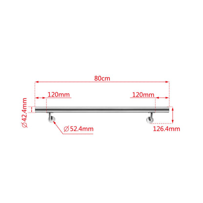 Handlauf Edelstahl 304 V2A Ø42,4 mm Wandmontage, verbindbar & erweiterbar