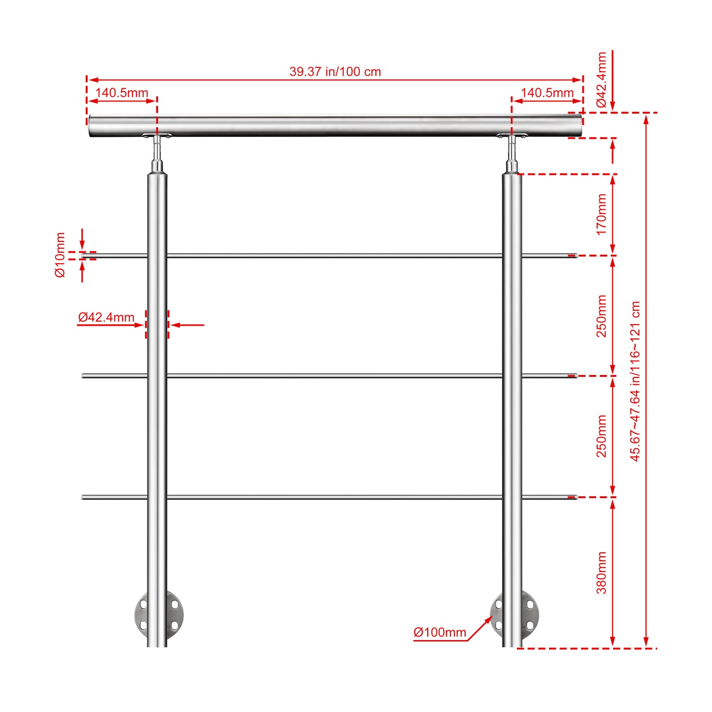 100 cm 3 Querstreben