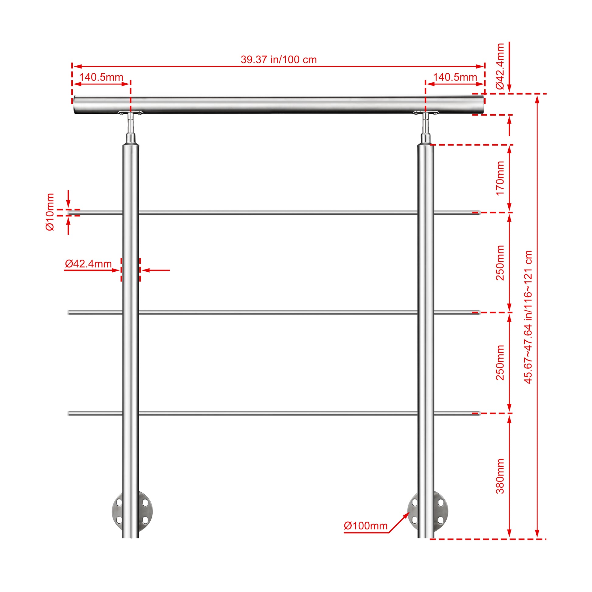 100 cm 3 Querstreben
