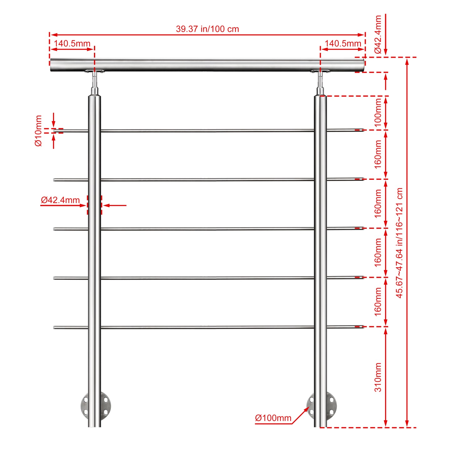 100 cm 5 Querstreben
