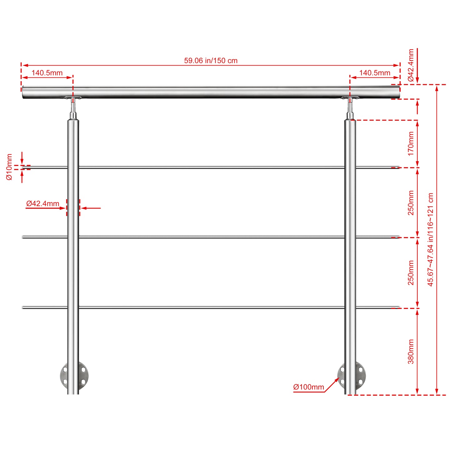 150 cm 3 Querstreben
