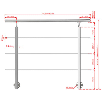 150 cm 3 Querstreben