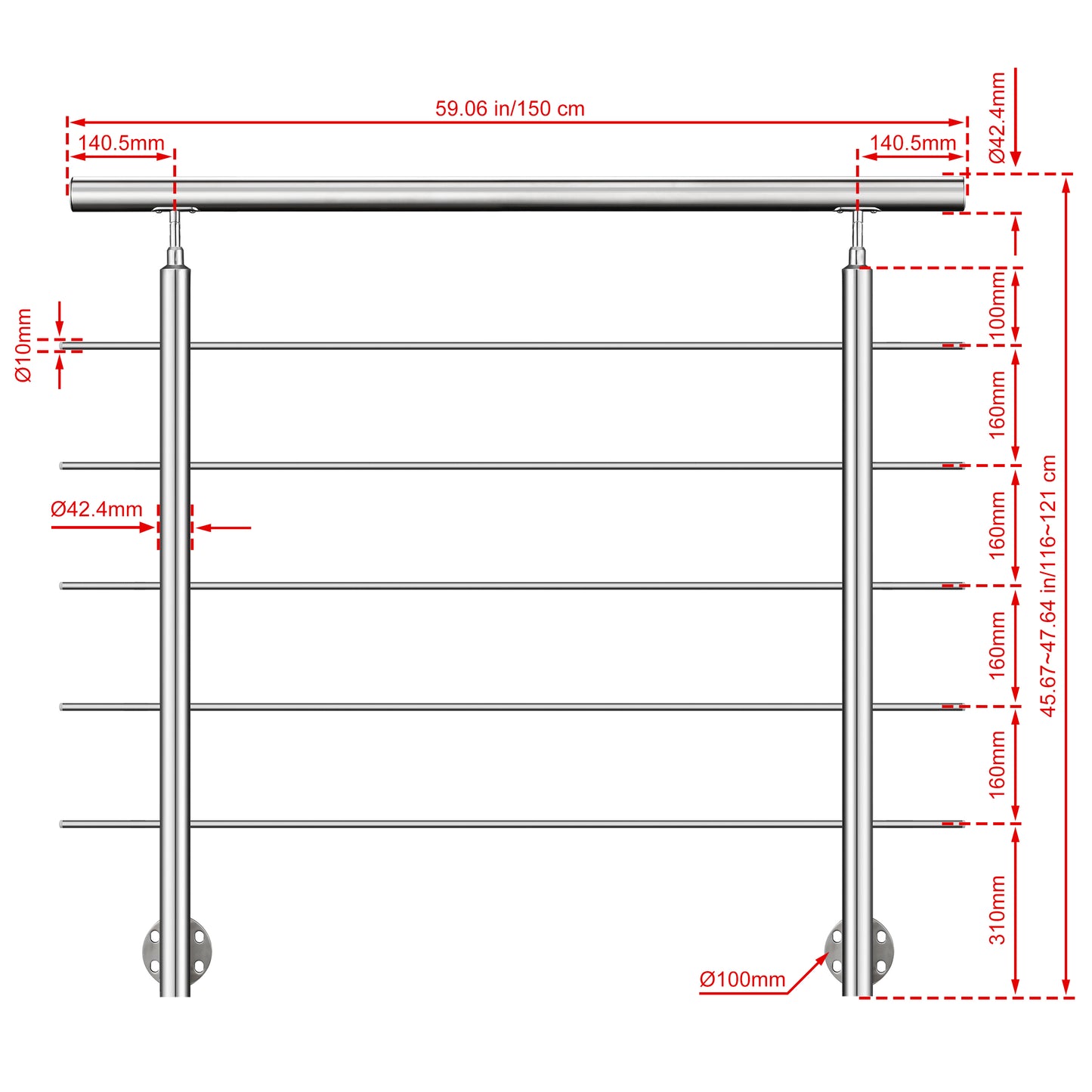 150 cm 5 Querstreben