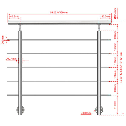 150 cm 5 Querstreben