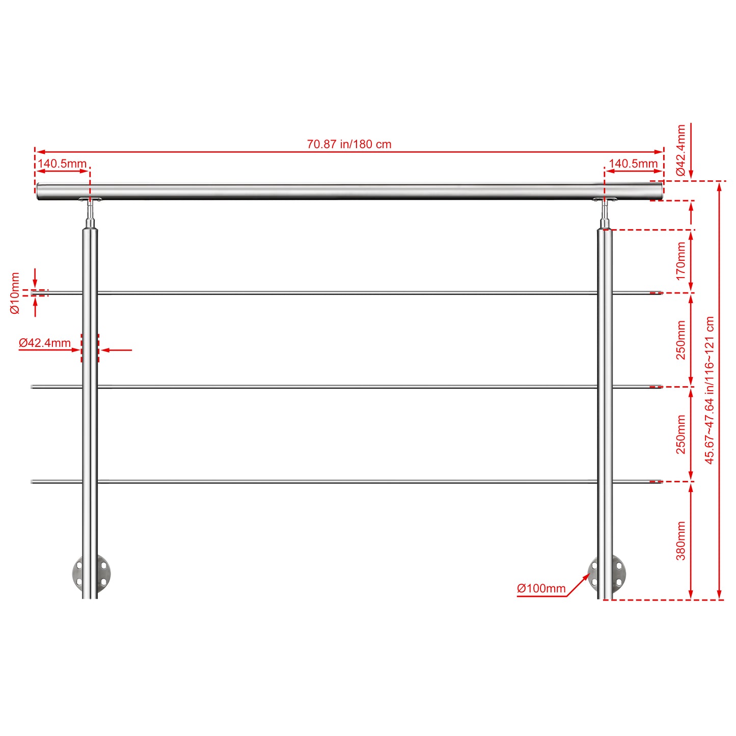 180 cm 3 Querstreben