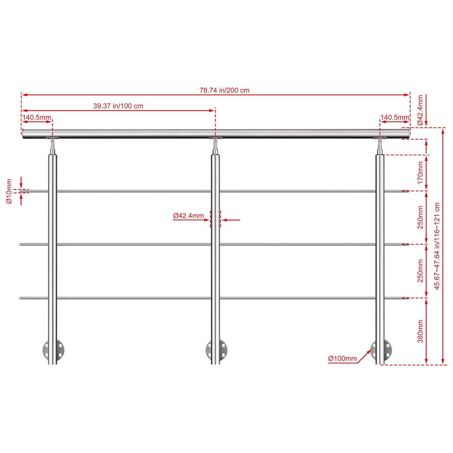 200 cm 3 Querstreben