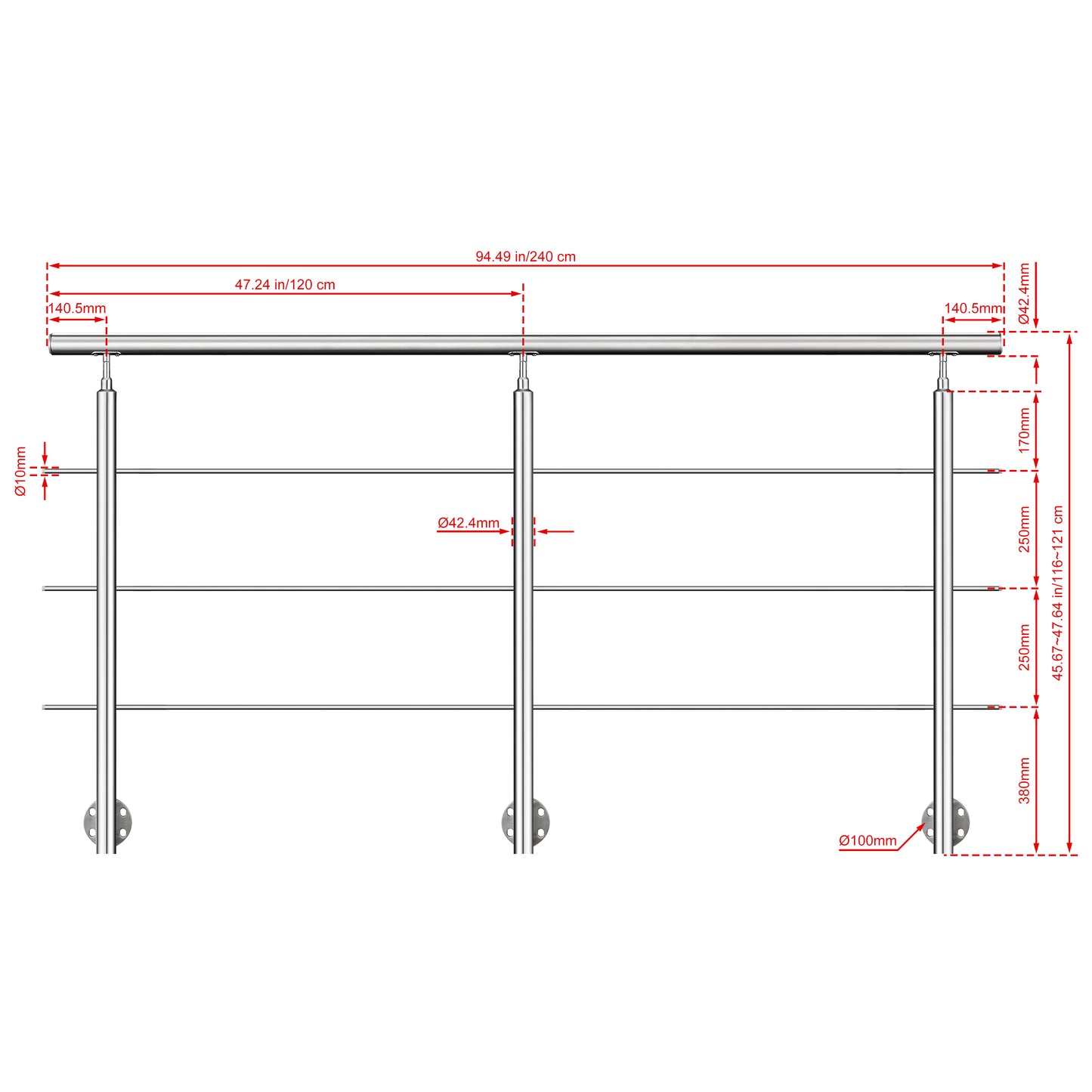 240 cm 3 Querstreben