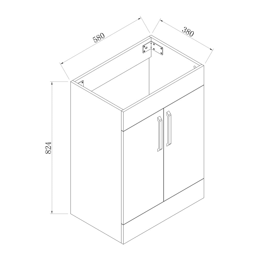 Badmöbel Set 60 cm Standschrank Waschbecken mit Unterschrank freistehend Waschtisch Keramikbecken Walnuss