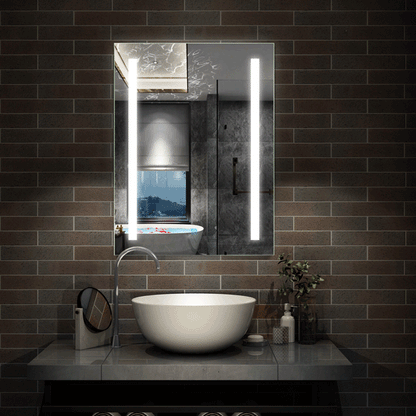 LED Badspiegel 45×60, 50×70, 60×80 cm Wandspiegel mit Beleuchtung Touch Beschlagfrei Kaltweiß