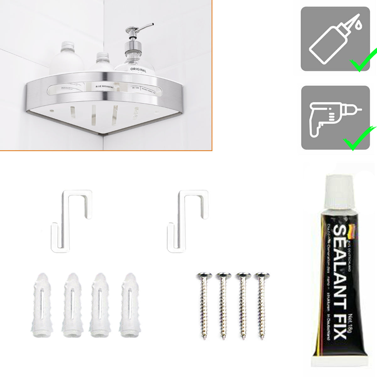 4 Stück Selbstklebende Duschregal-Haken – Transparent, Wasserdicht & Super Stark