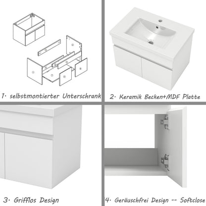 Badmöbel Set 100cm Badezimmer Waschtisch mit Unterschrank Weiß/Anthrazit/Eiche