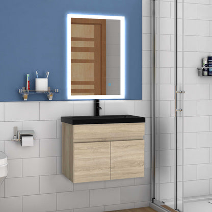 Waschbecken mit Unterschrank 60 cm Badmöbel Set mit Waschtisch Gäste WC Eiche Matt